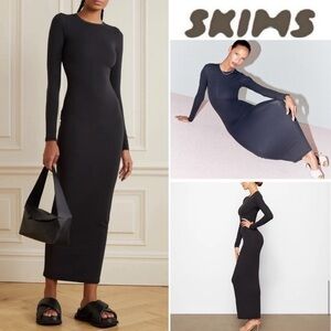 SKIMS | Dresses | Skims Fits Everybody Corset Long Sleeve Dress In Onyx M L  | Poshmark